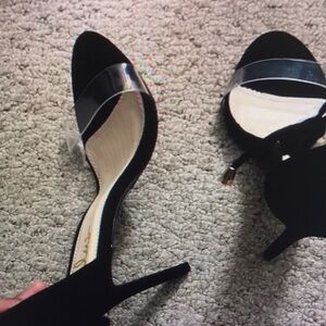 Nina Black Heels with Clear Strap